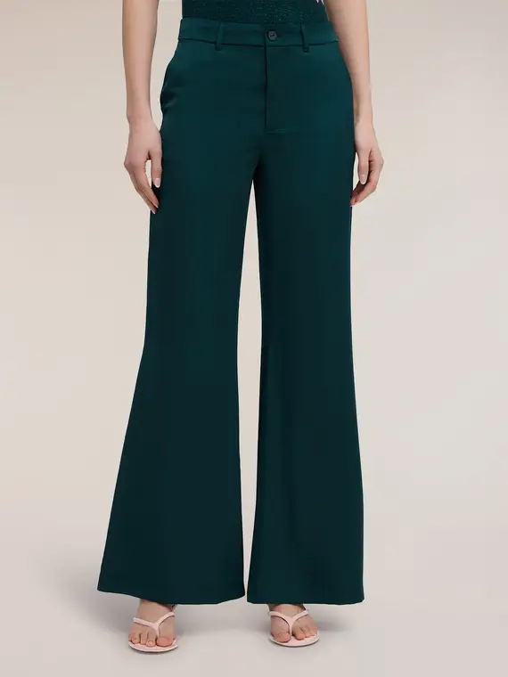 Pantaloni palazzo satin Donna, Verde