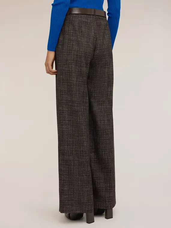 Pantaloni palazzo tinto filo Donna, Grigio miniatura 2