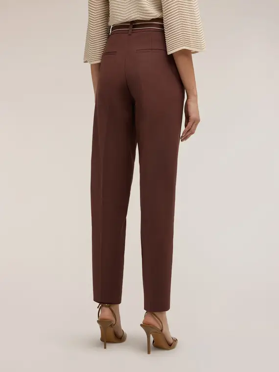 Pantaloni regular con cintura Donna, Marrone miniatura 2