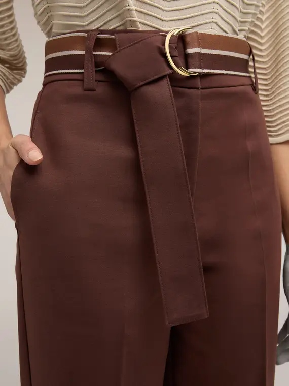 Pantaloni regular con cintura Donna, Marrone miniatura 3