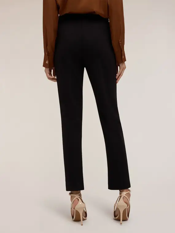 Pantaloni regular con motivo occhielli Donna, Nero miniatura 2