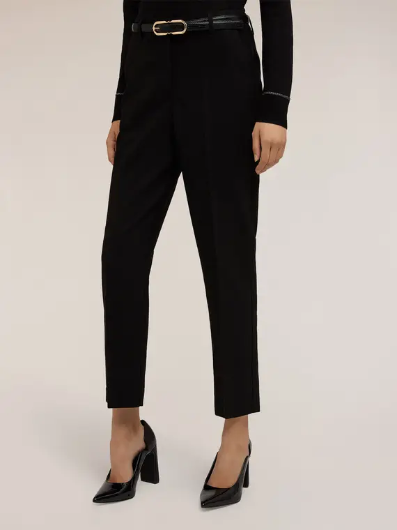 Pantaloni regular con piega stirata Donna, Nero miniatura 3