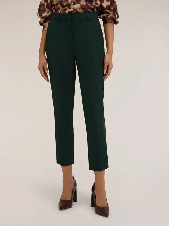Pantaloni regular con piega stirata Donna, Verde miniatura 2