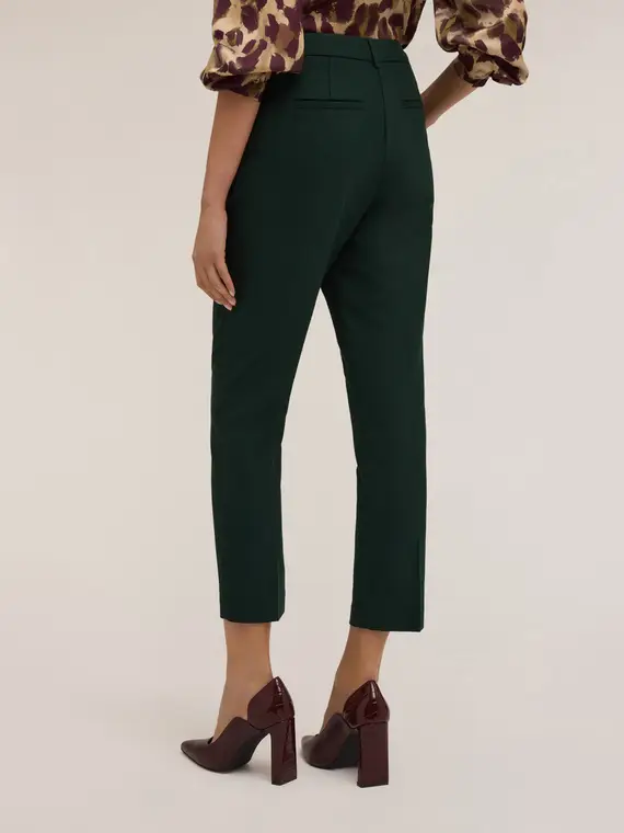 Pantaloni regular con piega stirata Donna, Verde miniatura 3