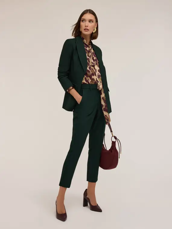 Pantaloni regular con piega stirata Donna, Verde