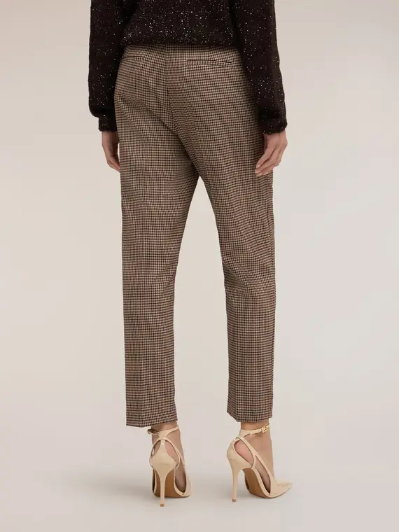 Pantaloni regular fantasia check Donna, Beige miniatura 2