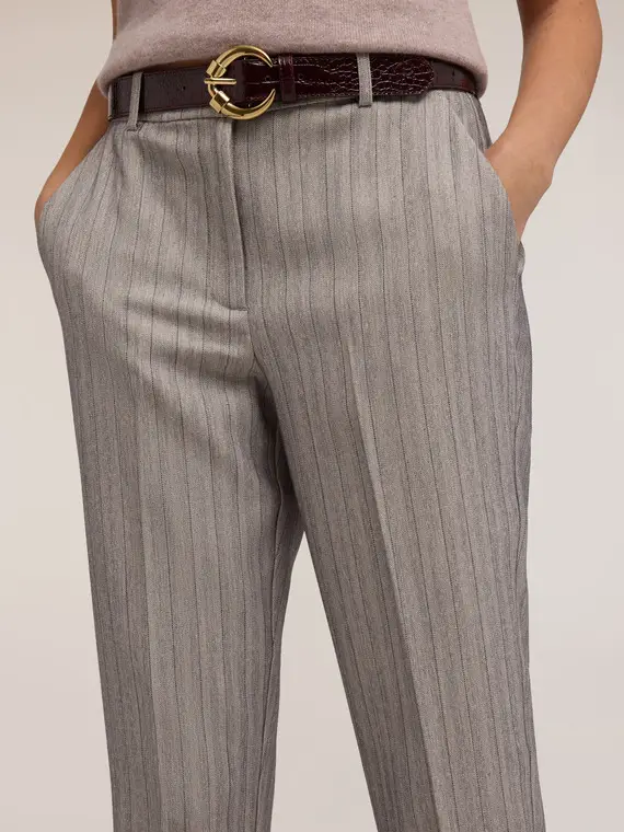 Pantaloni regular gessati Donna, Grigio miniatura 3