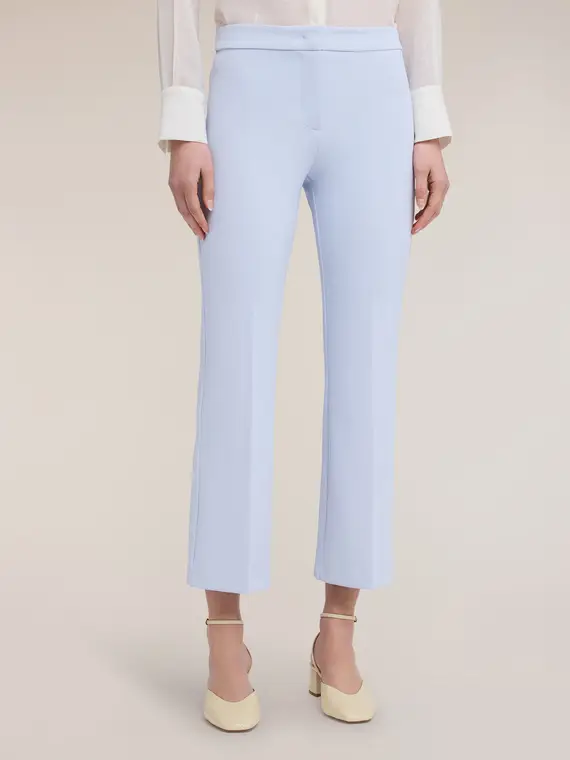 Pantaloni regular in cady crêpe Donna, Azzurro miniatura 3