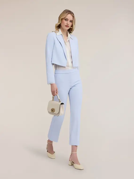 Pantaloni regular in cady crêpe Donna, Azzurro