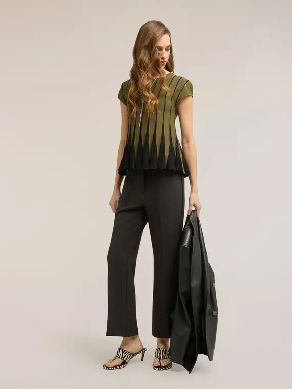 Pantaloni regular in cady crêpe Donna, Nero