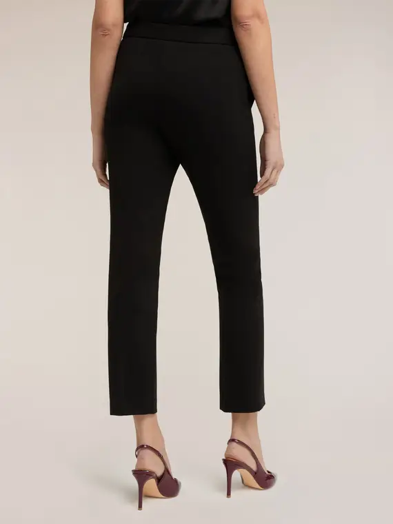 Pantaloni regular in punto milano Donna, Nero miniatura 2