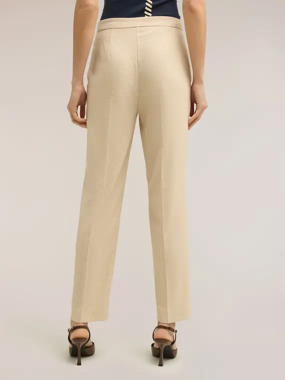Pantaloni regular in tessuto tinto filo a righe Donna, Beige miniatura 2
