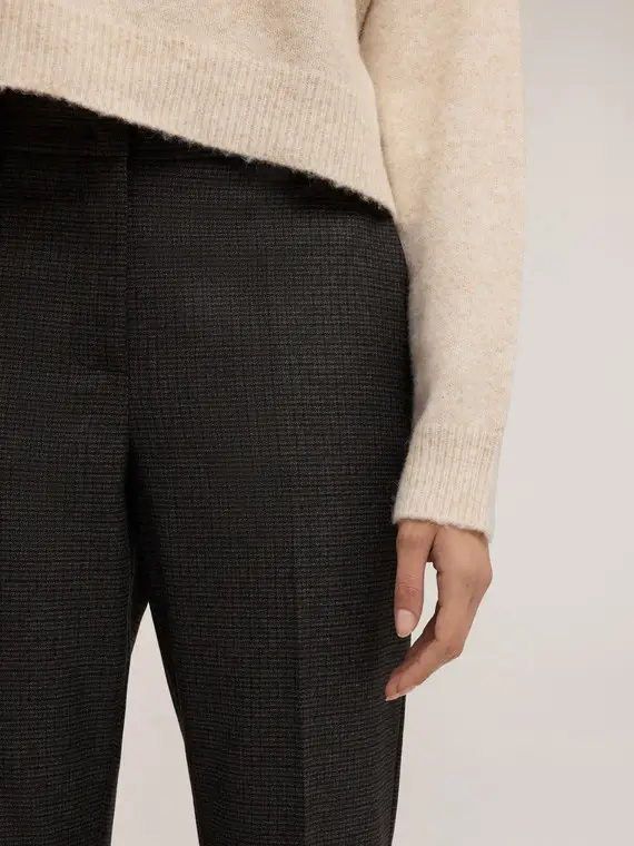 Pantaloni regular in tessuto tinto filo Donna, Grigio miniatura 3