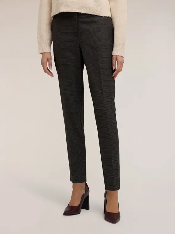 Pantaloni regular in tessuto tinto filo Donna, Grigio