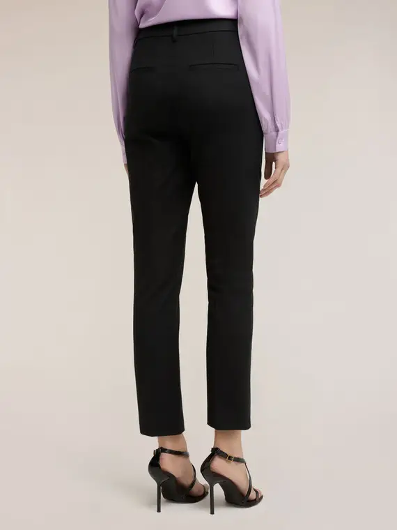 Pantaloni regular misto cotone viscosa Donna, Nero miniatura 2