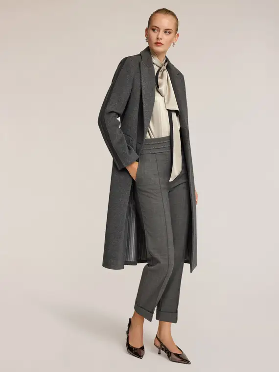 Pantaloni sigaretta con impunture Donna, Grigio