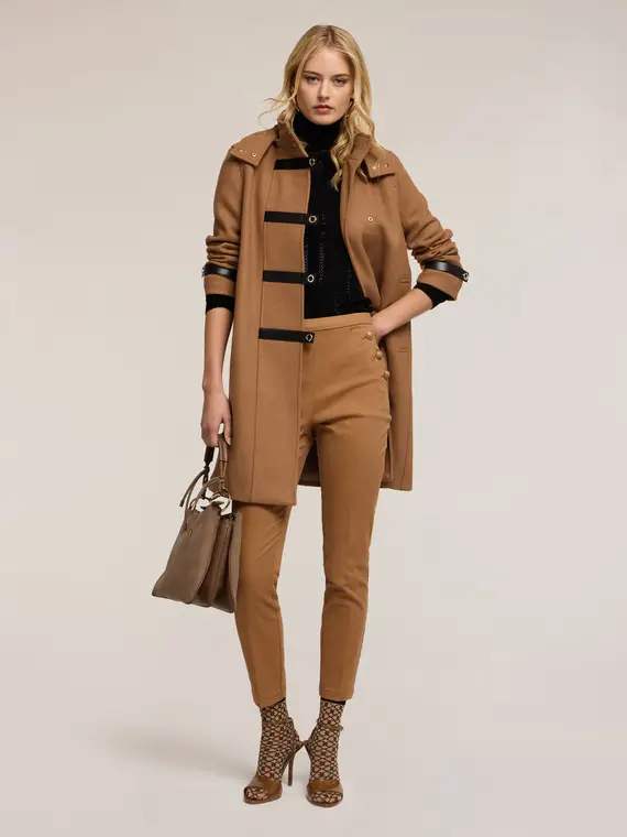 Pantaloni skinny in cotone tecnico Donna, Marrone