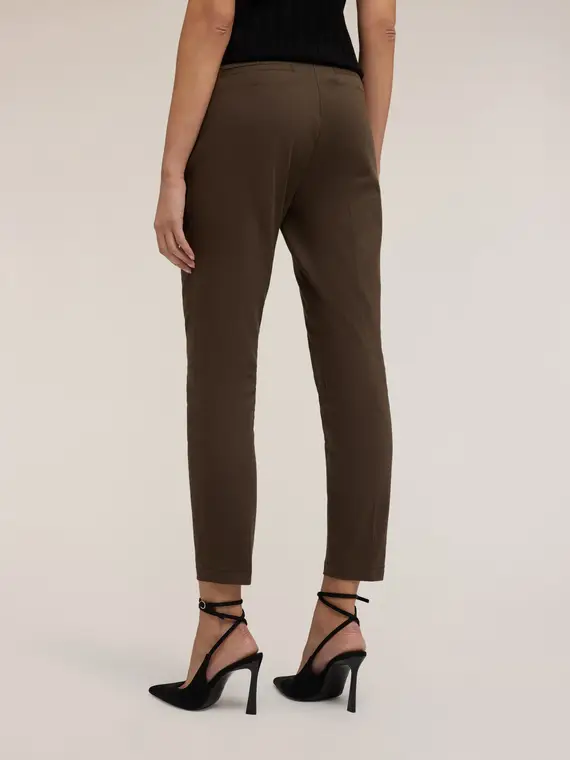 Pantaloni skinny in cotone tecnico Donna, Verde militare miniatura 2