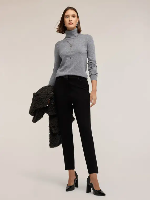 Pantaloni skinny in punto milano Donna, Nero miniatura 3