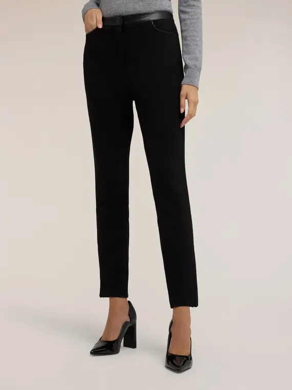 Pantaloni skinny in punto milano Donna, Nero