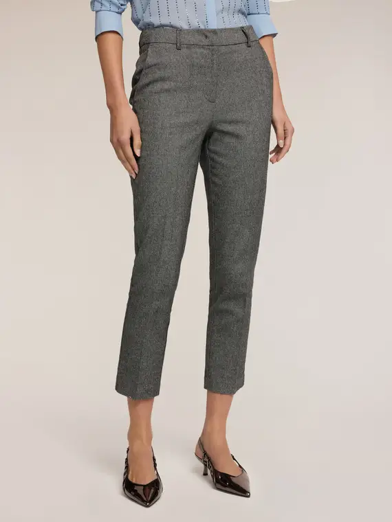 Pantaloni slim in tweed Donna, Grigio miniatura 3