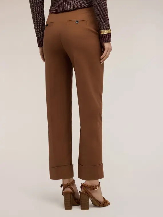 Pantaloni wide in tessuto tecnico misto cotone Donna, Marrone miniatura 2