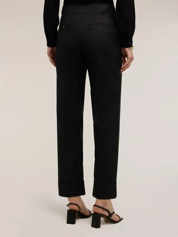 Pantaloni wide in tessuto tecnico misto cotone Donna, Nero miniatura 2