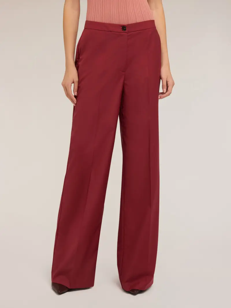 Pantaloni wide leg Donna, Bordeaux