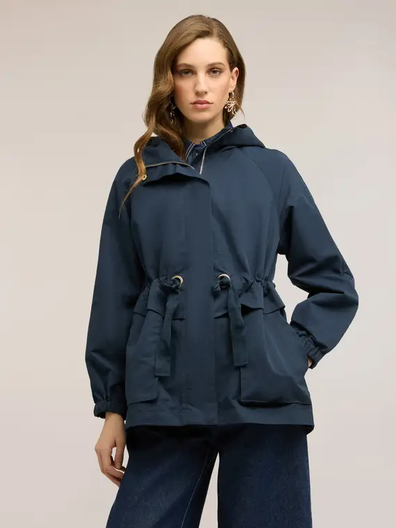 Parka misto cotone con cappuccio Donna, Blu