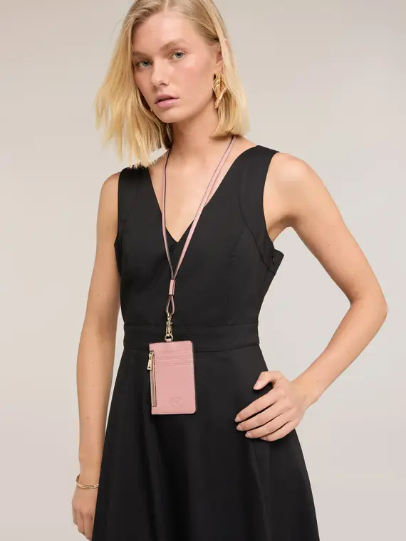 Phone holder con tracolla e zip Donna, Rosa