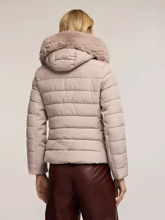 Piumino corto con cappuccio Donna, Beige miniatura 2