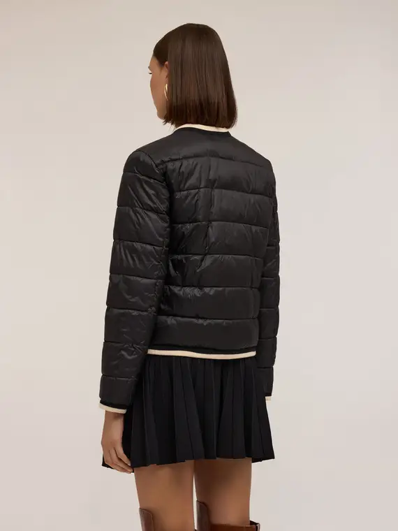 Piumino imbottito con bordi a contrasto Donna, Nero miniatura 2
