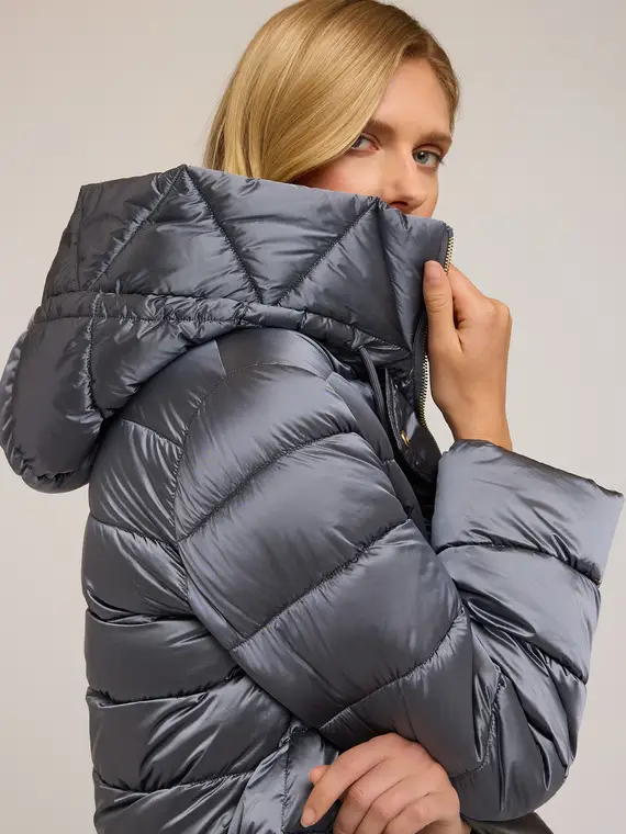 Piumino in nylon lucido Donna, Azzurro miniatura 3