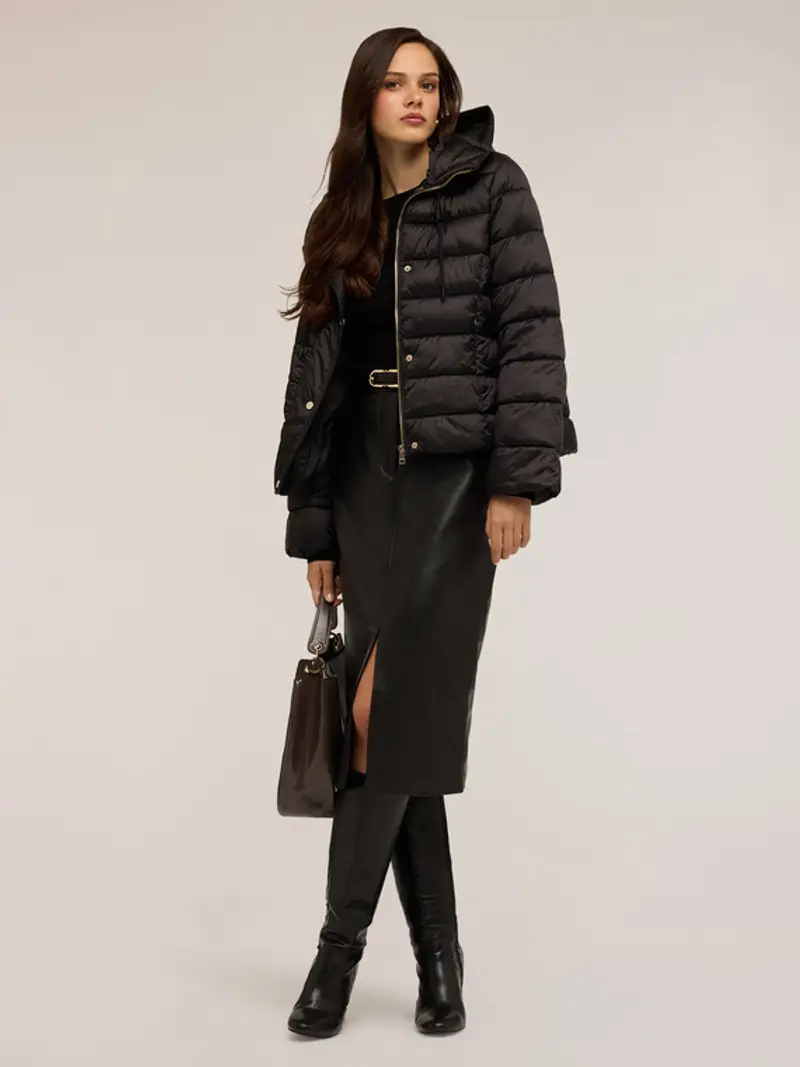 Piumino in nylon lucido Donna, Nero