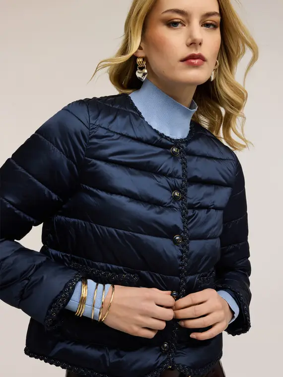 Piumino lightweight con passamaneria Donna, Blu miniatura 3