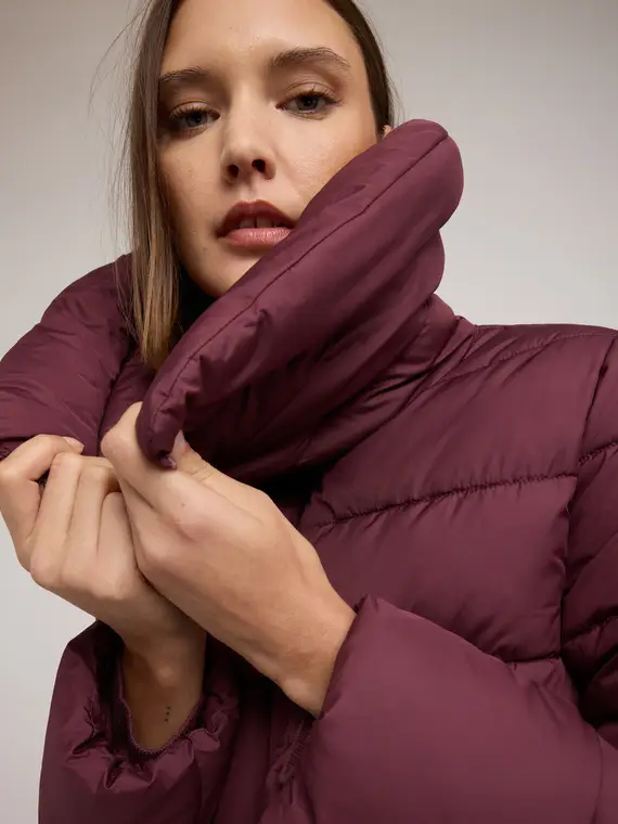 Piumino pesante con collo alto Donna, Bordeaux miniatura 3