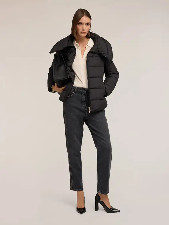 Piumino pesante con collo alto Donna, Nero