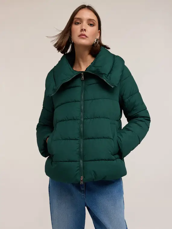 Piumino pesante con collo alto Donna, Verde miniatura 3