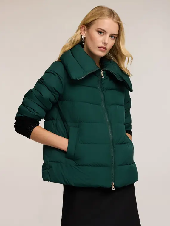 Piumino pesante con collo alto Donna, Verde miniatura 3