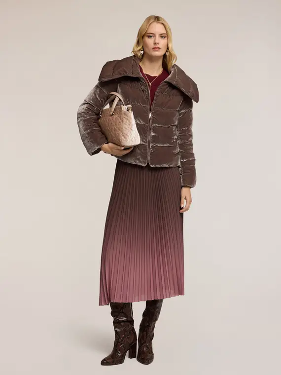 Piumino pesante in velluto trapuntato Donna, Marrone