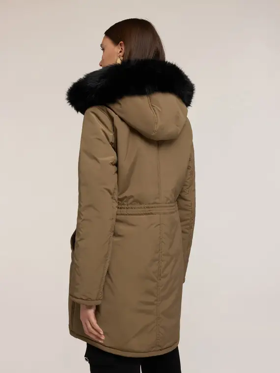 Piumino reversibile con cappuccio e zip Donna, Verde militare miniatura 2