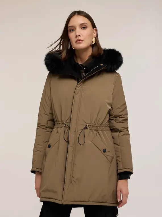 Piumino reversibile con cappuccio e zip Donna, Verde militare miniatura 3