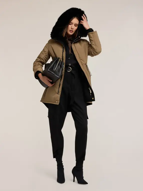 Piumino reversibile con cappuccio e zip Donna, Verde militare