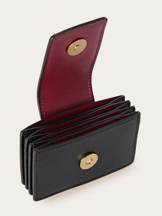 Porta carte in tessuto spalmato Donna, Nero miniatura 3