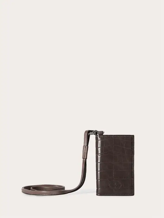 Porta carte in tessuto spalmato stampa cocco Donna, Marrone