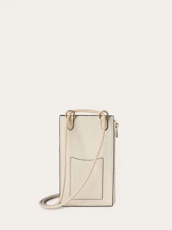 Porta cellulare a tracolla Donna, Beige miniatura 2