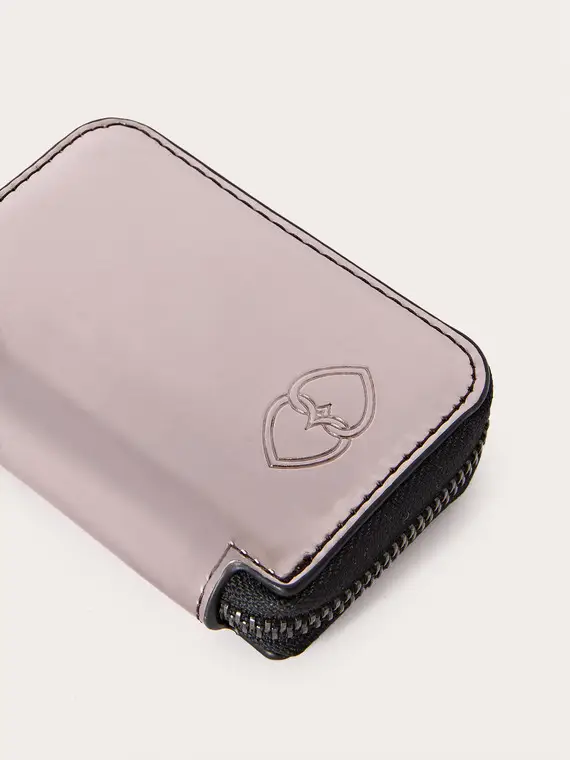 Portafoglio Zip Around mini laminato Donna, Argento miniatura 3