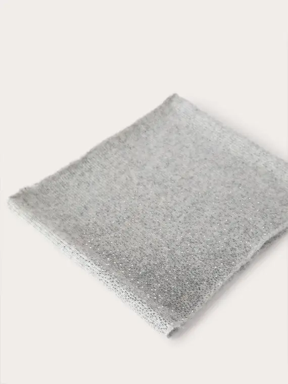 Scaldacollo in maglia con strass Donna, Grigio miniatura 3
