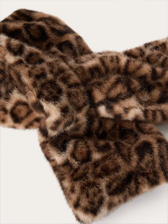 Sciarpa effetto teddy fantasia animalier Donna, Marrone miniatura 3