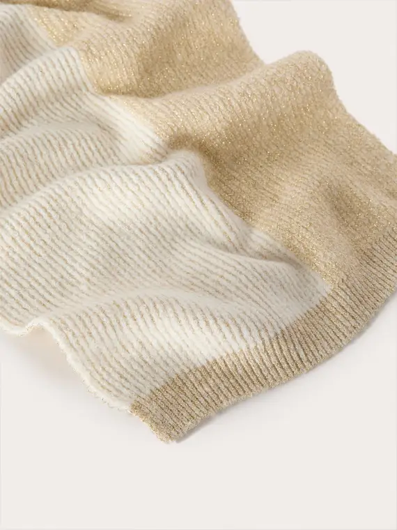 Sciarpa in maglia misto lurex Donna, Beige miniatura 3